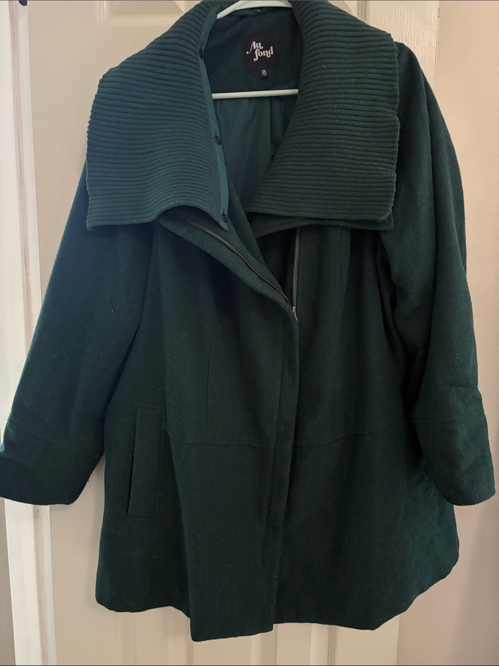 Modcloth Dark Green Wide Ribbed-Collar Pea Coat